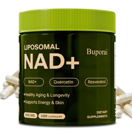 Buporai NAD Supplement 900mg with Resveratrol & Quercetin, NAD Supplement for Anti-Aging, Cellular Energy & Repair-100 Capsules