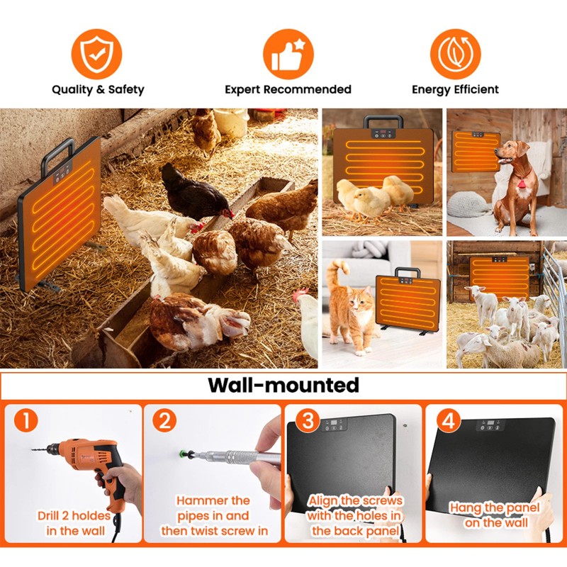 Chicken Coop Heater, Safe Radiant Space Heat Energy Chick Pet