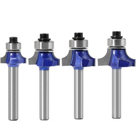 Bestgle 4 Pcs Trimmer Bit, 0.25 inch (6.35 mm) Shaft, Round Bit, 2 Blade Cutting Router Bit, Bearing Bit, Chamfering Cutter, Cutting Tool, CNC Engraving Machine & Milling Lathe Tool, Bitgin Nan Face