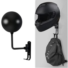 DXUANTING Motorcycle Helmet Stand Helmet Display Stand with Hook Wall Mounted Rotatable Hat Stand Helmet Hanger for Caps Coats Baseballs Rugby Key Coats