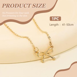 FloralGrace Women's Gold Necklace with Bow, 14K Gold Plated Pendant, Jewellery with Butterfly Knot for Women, Elegant Gold Chain with Bow Pendant