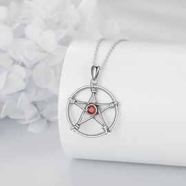 YFN Pentagram Necklace Sterling Silver Pentacle Necklace Star Necklace Wiccan Jewelry Gifts for Women Men