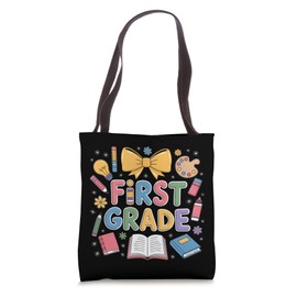 First Day of First Grade Bow Teacher Back to School Kids Tote Bag