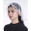 Bozidol Small Catholic Veils for Church, Round White Cross Embroidered