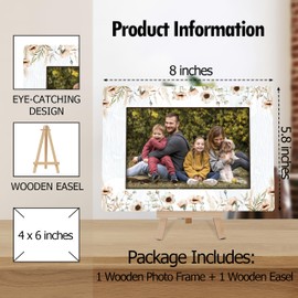 Cazhes Picture Frames 4x6, Floral Wild Flower Wooden Photo Frame with Easel, Birthday Gifts for Flower Lovers Friends Bedroom Desk Table Decor (B11)