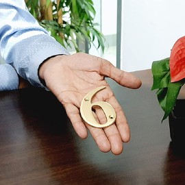 Doris 3-Inch Brass Letters Mailbox Decor Address Signs For Houses Outdoor Wall Decor Mailbox Numbers House Address Numbers For Outside Address Sign for Door Numbers (Polished, Number 6)