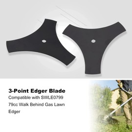 Karbay 3-Tip Edger Blade (9" X 1/2" Center Hole) Compatible with Southland SWLE0799 79cc Walk Behind Gas Lawn Edger, Replaces 4540020800