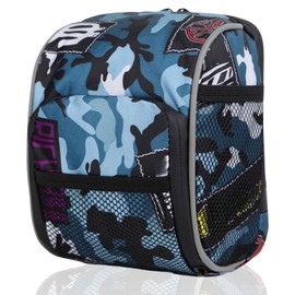 Boxonly Blue Camo Handlebar Bag, Waterproof Handlebar Storage Bag, Large Capacity Bike Front Bag with Easy Mount, Ideal for MTB and Road Cycling, 7" x 6" / 19 x 14 cm