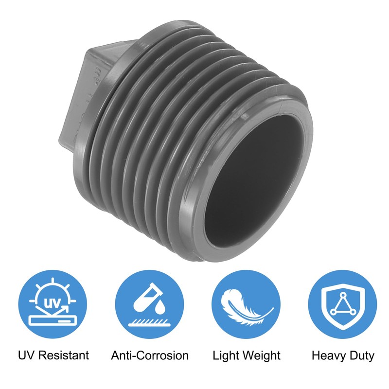 sourcing map 20 Pcs PVC Pipe Male Thread Plug G3/4"