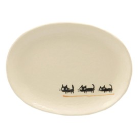 Seto Ware Black Cat 小判 Plate (Medium) Orange