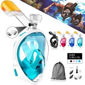 HEARTST 2019 New Snorkel Mask Full Face 180° Super Wide Angle Diving Mask Sports Camera Attachment Snorkeling Can Breathe Easily Adjustable, Unisex, Convenient Storage for Children (Green, S/M)