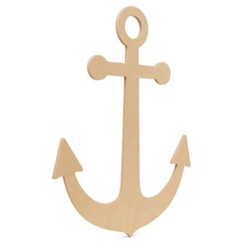 Unfinished Wooden Anchor Cutout, 16", Pack of 1 Wooden Shapes for Crafts, Use for Summer & Beach & Nautical Decor and Crafting, by Woodpeckers