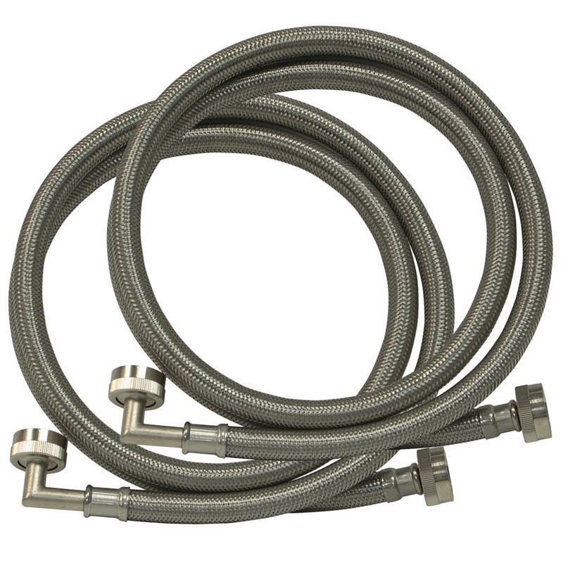 Eastman 48378 Braided Stainless Steel Washing Machine Hoses with 90