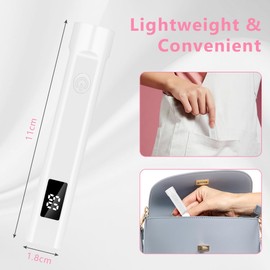 LOPHE UV Lamp for Gel Nails, Mini UV Lamp for Nails, Handheld Nail Lamp Nails with LCD Display, 10s/30s/60s Timing Modes, USB Charging, Suitable for Beginners DIY Salon (White)