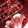 CEWEWP 6 Grids Red Heart Nail Glitter Sequins Holographic Heart