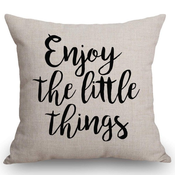 SSOIU Quote Saying Decor Throw Pillow Covers Enjoy The Little