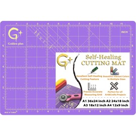 G+ Self-Healing Cutting Mat - True A4 9 x 12" (9 x 13" Full) Inches Purple/Black ; Self-Healing Double-Sided Durable Non-Slip Cutting Board for Crafts, Sewing, Fabric, Modeling and All Arts Projects