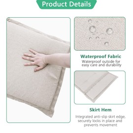 Helios&Hestia Indoor High Back Rocking Chair Cushions with Back Elastic and Ties, Outdoor Dining Seat Pads Replacement for Glider and Swivel Rocker, Waterproof, 18" x 42" x 1.5", Set of 2, Beige