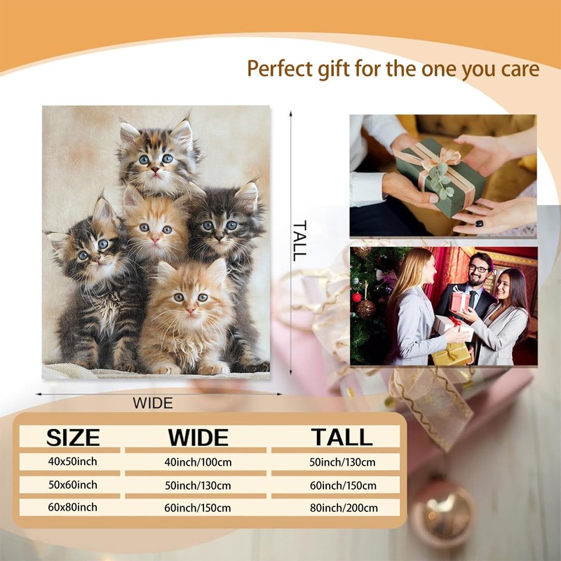 Mounidso Cat Blanket, Kitten Flannel Blanket Gifts for Women, Soft