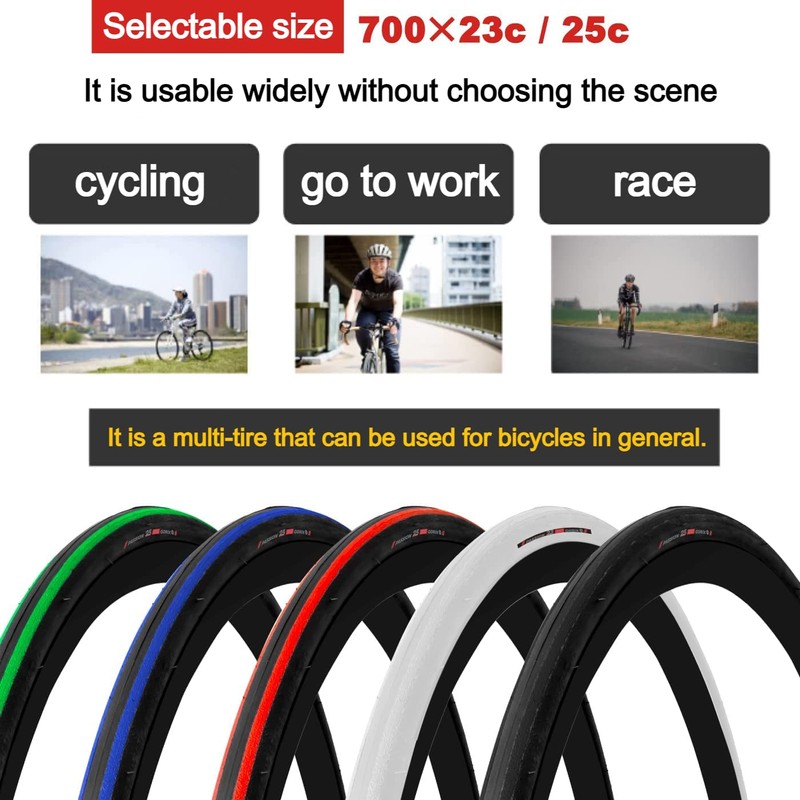 GORIX Road Bike Slick Tire 700×23C or 700×25C Cycling Bicycle