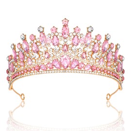 CAVETEE Birthday Crowns for Girls, Pink Tiaras and Crowns for Women and Girls Princess Crown and Tiara for Birthday Queen Parties Pageant Prom