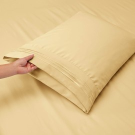 Nestl Deep Pocket Full Sheets: Full Size Bed Sheets with Fitted and Flat Sheet, Pillow Cases - Extra Soft Microfiber Bedsheet Set with Deep Pockets for Full Sized Mattress - Vanilla Yellow