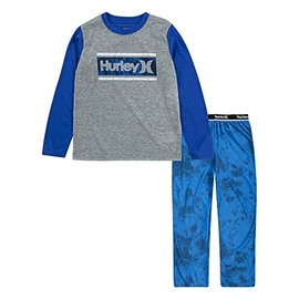 Hurley Boys' Pajama 2-Piece Set, Game Royal Washed, 8