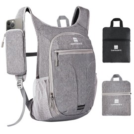 CLANTRILOBITE Lightweight Packable Backpack for Women Men - 20L Small Waterproof Foldable Daypack for Travel, Hiking, and Daily Use, Adjustable Chest Strap Multiple Pockets, Gray