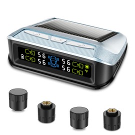 Tyona Tire Pressure Monitoring System, (0-99PSI) TY4 Solar tpms Sky Blue Trailer TPMS with 4 Sensors, Long Distance Signal Transmission for RV Trailer Trucks (4 Sensors)