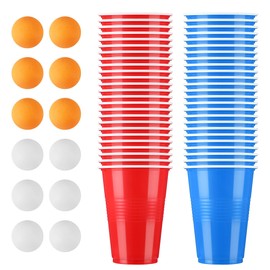 BUCOMTU Cup Set, Cups Party Cups Contains 50 Cups (16 oz) and 12 Table Tennis Balls, Reusable Cups, Perfect for Party Parties, Birthdays, Weddings, Camping