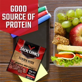 Jack Link's Beef Tender Jerky Tender Bites, Original, 2.85 oz – Flavorful Meat Snack for Lunches, 10g of Protein and 70 Calories, Made with Premium Beef - No Added MSG or Nitrates/Nitrites