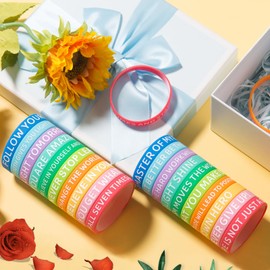 KUCLIN 60 Pieces Motivational Quote Rubber Wristbands Colored Inspirational Silicone Bracelets Stretch Unisex Wristbands for Women Men Teens Gifts, 20 Styles (Fresh Colors)