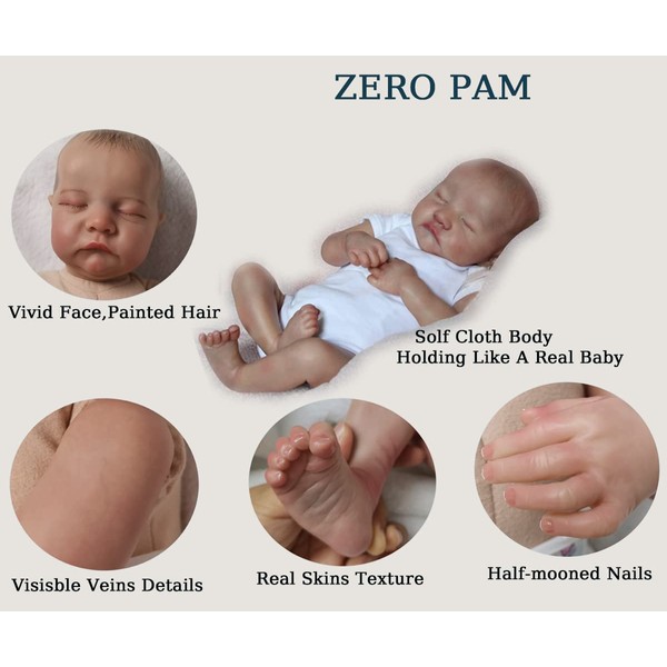 Zero Pam Realistic Reborn Doll Newborn Boys Sleeping 19 inch Soft Silicone Baby Doll Real Life Boy Handcrafted Reborn Boy Collectable