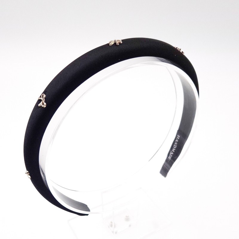 Silver Ribbon Slim Hairband Pastel Blue / 실버 리본 슬림