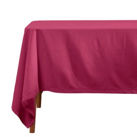 HOMESCAPES Purple Table Cloth, Plain Cotton Tablecloth, Rectangular, Handcrafted & Durable Dining Table Cover with Hem Stitch, Hypoallergenic, Washable, Plum - 137 x 178cm