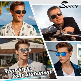 Polarized Sunglasses for Men, Ultra Lightweight Al-Mg Sunglasses with Spring Hinges, 100% UV400 Protection Mens Shades