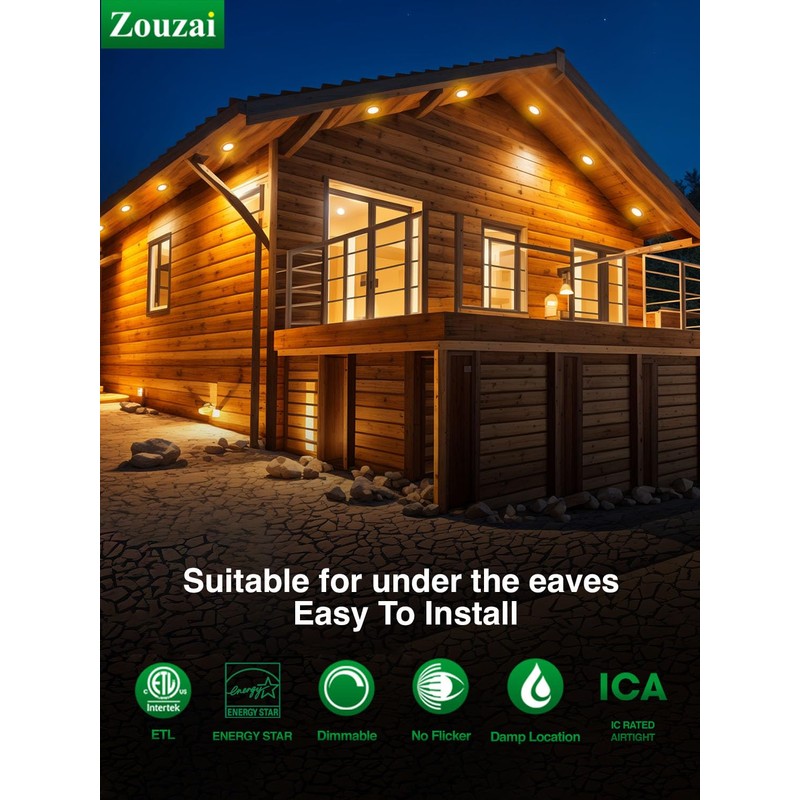 zouzai 12 Pack 6 Inch Black 5CCT Reset LED Recessed