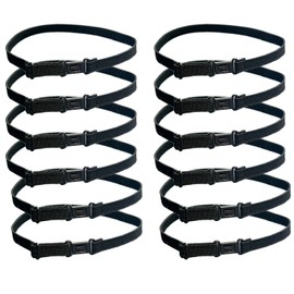 Wenrou Pack of 12 Bow Tie Extensions, Elastic, Adjustable Fly Extension, Buckle, for Ties, Bow Ties, black