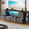 Lulive TV Stand for Bedroom, LED Rustic Brown Dresser for