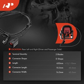 A-Premium Disc Brake Pad Wear Sensors Compatible with Jaguar XF 2009-2015 XFR 2010-2015 XJ XK XFR-S XJR XKR Rear Driver and Passenger Side 2-PC Set