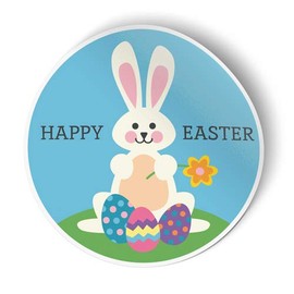 Happy Easter Bunny and Egg Sticker Vinyl Decal Car Bumper Window 5" x 5"