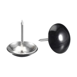 QUARKZMAN 25 Pieces Upholstery Nails 19mm x 22mm Round Head Decorative Furniture Tacks Thumbtacks for Furniture Sofa Headboards Bright Black