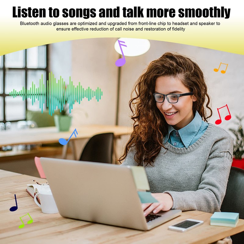 CatXQ Smart Glasses,Wireless Bluetooth,IP5 Waterproof,Bone Conduction Sound (Music&Call) for All