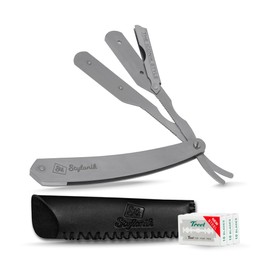 Professional Straight Edge Barber Razor 60 PCS Single/30 PCS Double Sided Edge Razor Stainless Steel Blades for Men & Women with Leather Case - Professional Straight Edge Razor Blade (Matt)