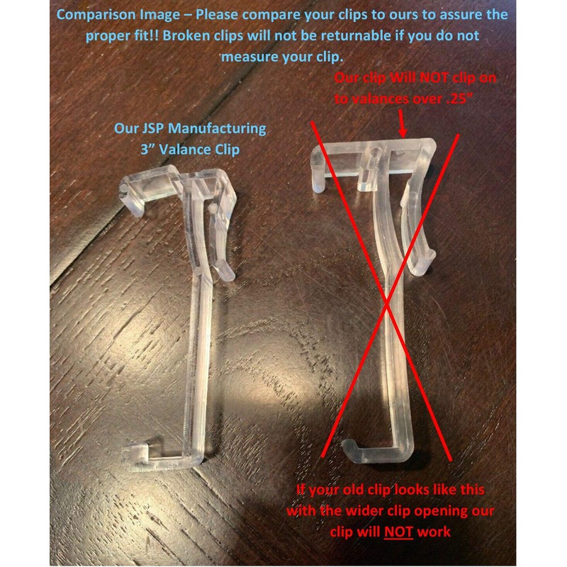 JSP Brand Pick a Pack of 3 Inch Valance Clips