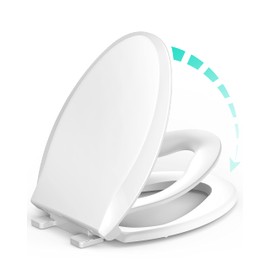 Elongated Toilet Seat with Built-in Potty Training Seat for Toddlers& Adults, Slow Close, Never Loosen, Heavy Duty, Ergonomic, Space Saving Toddler Toilet Seat(Elongated 18.5", Oval)