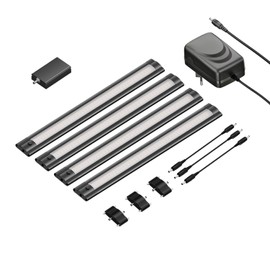 ledscom.de Siris Smart LED Under-Unit Light Black Matt with WLAN Controller Flat Smart Home, Alexa Enabled (Echo) 30 cm Each 370 lm Each White Dimmable Set of 4