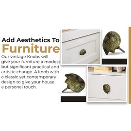 Perilla Home Set of 4 Antique Knobs Decorative Sleeping Fox Iron Artistic Designer Cabinet Hardware Pulls for Cupboard Dresser Wardrobe and Drawer