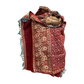 Reversible Tibetan Yak Pashmina Wool Floral Scarf Shawl Wrap Blanket TBT018