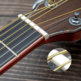 2 Set aus echtem Knochen Brücke Sattel und Mutter Ersatz Kompatibel für Akustik Gitarre